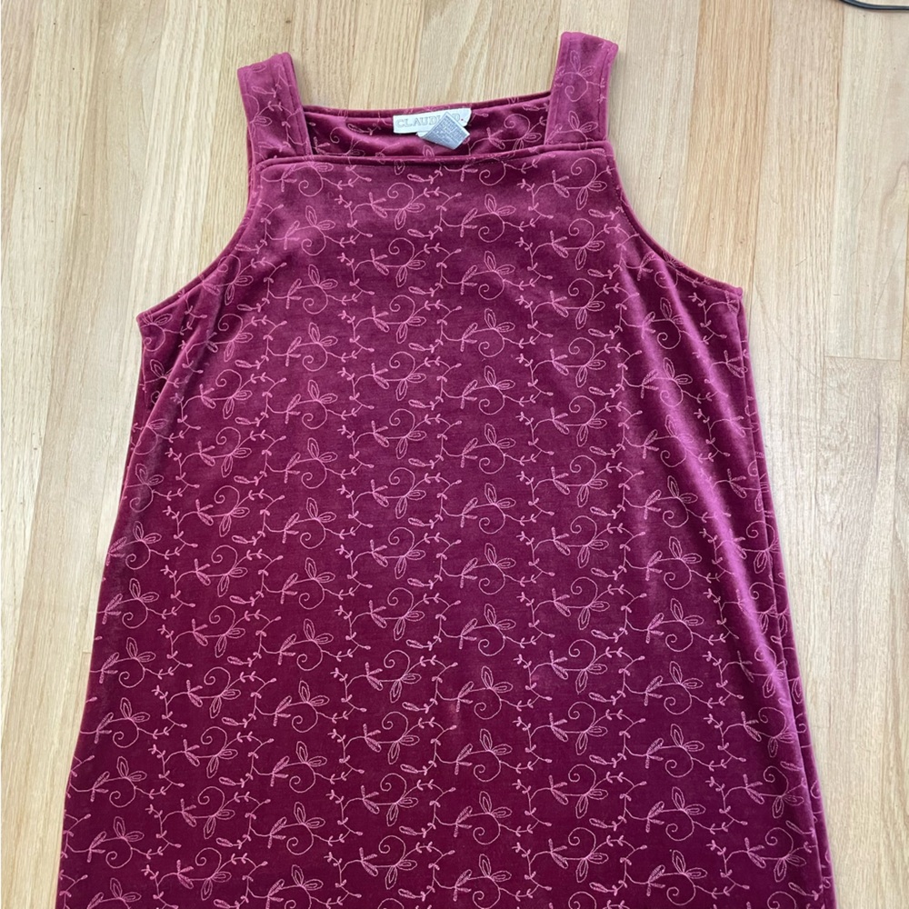 VTG Claudia Velvet Pinafore LG Red Renaissance Whimsy Fairy Granny Maxi